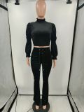 SC Sexy Velvet Long Sleeve Flare Pants 2 Piece Sets XYMF-88088