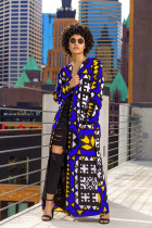 SC Geometric Print Full Sleeve Sashes Long Coat ML-7138