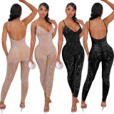 SC Sexy Hot Drilling Mesh See Through Sling Jumpsuit SH-390219