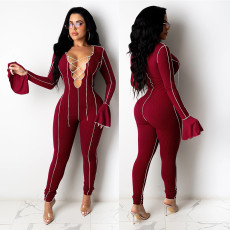 Sexy Lace-up Flared Sleeve Nightclub Jumpsuit FSXF-234