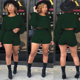 Sexy knitted Sweater Long Sleeve Shorts Two Piece Sets FSXF-67