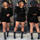 Sexy knitted Sweater Long Sleeve Shorts Two Piece Sets FSXF-67