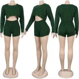 Sexy knitted Sweater Long Sleeve Shorts Two Piece Sets FSXF-67
