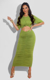 Sexy Fashion Solid Color Ruched Dress FSXF-288