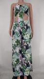 SC Sexy Printed Wrap Chest Wide Leg Pants 2 Piece Sets XMY-9319