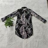 SC Casual Printed Full Sleeve Shirt Dress CY-6549