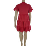 SC Plus Size Fat MM Solid Short Sleeve Mini Dress CQF-947