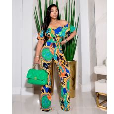 SC Sexy Printed Off Shoulder Jumpsuit NK-8605