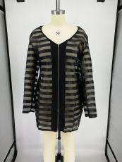 SC Plus Size Black See Through Long Sleeve Club Dress NK-8538
