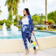 SC Plus Size Casual Printed Long Cloak And Pants 2 Piece Sets NY-8933
