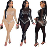 SC Sexy Hot Drilling Mesh See Through Jumpsuit SH-390218