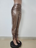 SC Bright Leather Split Skinny Ruched Pants LSD-81066