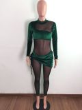 SC Sexy Velvet Mesh Patchwork Long Sleeve Jumpsuit LA-3298