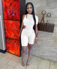 SC Fashion Asymmetric Single Sleeve Mesh Two Piece Sets OSM-4340