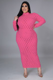 SC Plus Size 5XL Solid Long Sleeve Hole Maxi Dress OSM2-5278