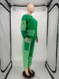 SC Casual Loose Fleece Patchwork Long Sleeve 2 Piece Sets NLAF-60100