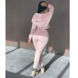SC Solid Hooded Long Sleeve Two Piece Sets YIY-5330
