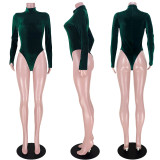 SC Velvet Long Sleeve Bodysuit+Knotted Midi Skirt 2 Piece Sets ASL-6526