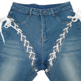 SC Denim Lace Up Skinny Jeans Pencil Pants SH-390231