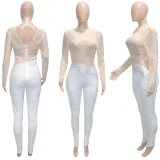 SC Sexy Hot Drilling Mesh See Through Long Sleeve Jumpsuit SH-390220