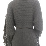 SC Solid Knitted Tassel Long Sleeve Sweater Pants Sets TR-1186