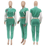 SC Casual Printed Baseball Jacket And Pants Two Piece Sets WSYF-5915