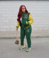 SC Casual Letter Baseball Jacket And Pants Two Piece Sets YH-5244