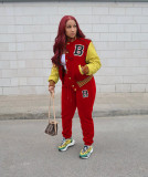 SC Casual Letter Baseball Jacket And Pants Two Piece Sets YH-5244