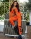 SC Pink Letter Print Zipper Long Sleeve Two Piece Sets HM-6536