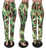 SC Plus Size Camo Print Casual Stacked Pants LM-8294