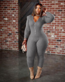SC Plus Size Hooded Knitted Long Sleeve Jumpsuit TK-6207-1