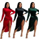 SC Sexy Long Sleeve Bodysuit+Irregular Skirt 2 Piece Sets LUO-3303