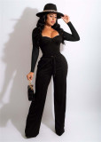 SC Solid Long Sleeve Two Piece Pants Set FENF-196