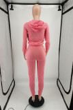 SC Pink Embroidery Zipper Hoodie Pants Two Piece Sets XMF-086