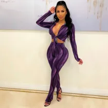 SC Sexy Printed Long Sleeve 2 Piece Pants Set HNIF-064