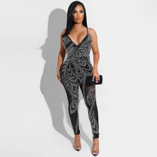 SC Sexy Hot Drilling Spaghetti Strap Jumpsuit BY-5280
