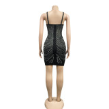 SC Sexy Hot Driiling Pearls Strap Club Dress BY-5074
