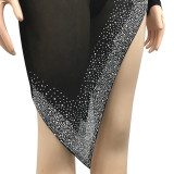 SC Sexy Mesh Hot Drilling Hollow Split Night Club Dress (With Underpants) BY-5207