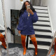 SC Solid Latern Sleeve Casual Hoodie Dress GLF-10070