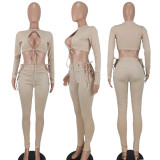 SC Sexy Long Sleeve Hollow Out Bandage Two Piece Sets QZYD-1091