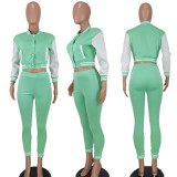 SC Casual Baseball Jacket And Pants Two Piece Sets QZYD-1089
