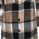 SC Plaid Full Sleeve Woolen Long Coat SH-390235