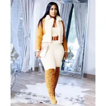 SC Winter Plush Patchwork Full Sleeve Wram Coat MDF-5295