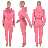 SC Solid Fleece Hoodies And Pants Two Piece Sets CH-8201