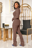 SC Solid Turtleneck Long Sleeve Stacked Pants 2 Piece Sets OMY-80080