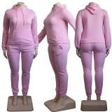 SC Plus Size Fleece Solid Hooded Two Piece Sets YS-8839