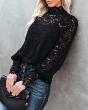 Sexy Lace Stand Collar Long Sleeve Top ME-5048