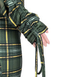 SC Plaid Ruched Sleeve Slim Mini Dress ASL-6528
