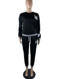 SC Casual Fleece Letter Embroidery Long Sleeve 2 Piece Sets WUM-21115