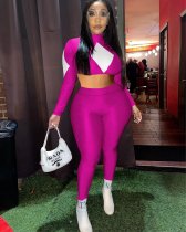 SC Sexy Long Sleeve Crop Top And Pants Slim 2 Piece Sets OYF-8286